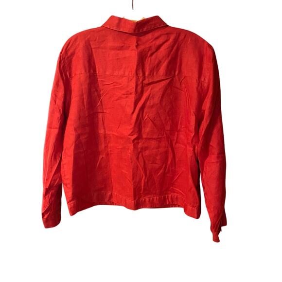 Putumayo Vibrant Red Button-Down Shirt large shacket 100% linen jacket layer - Picture 2 of 9